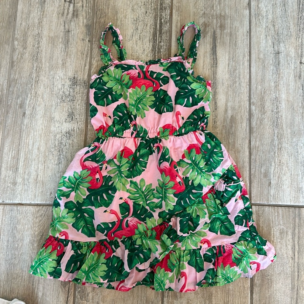 Janie and Jack Pink Flamingo Dress Girls 7